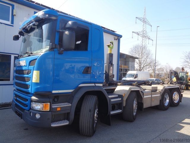 Roll-off tipper truck SCANIA G490 Hyvalift Lenkachse Automatik
