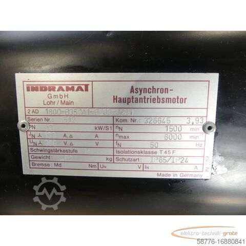 Indramat engine Indramat 2AD180D-B350A1-BS03-D2N1 Asynchron - Hauptantriebsmotor SN: 512