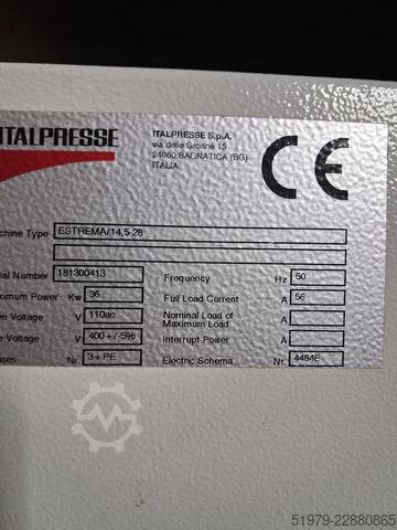 Heavy duty membrane press PIN system Italpresse ESTREMA 14,5-28