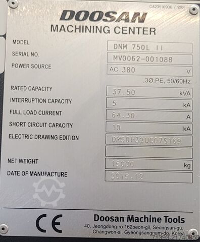 Machining center DOOSAN DNM 750 L