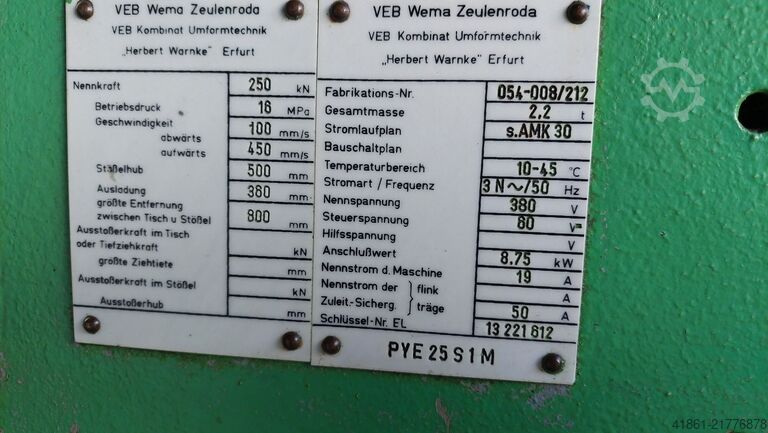 Hydraulic single column press ZEULENRODA 