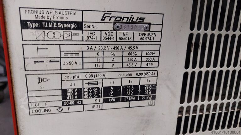 MIG-MAG Schutzgasschweißgerät FRONIUS T.I.M.E Synergic 450