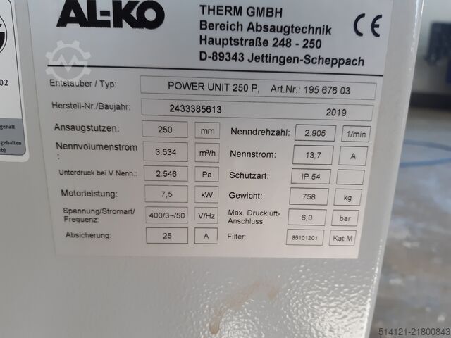 Alko Power Unit 250 P extraction system Alko POWER UNIT 250P