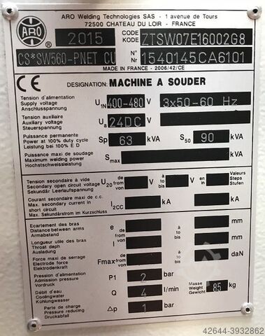 Spot welding gun with robot adaption ARO CS*SW560-PNET CU