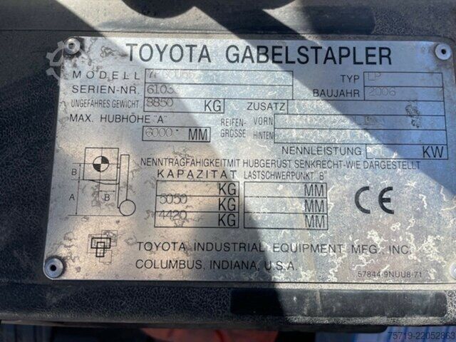 Van Toyota 7FGCU55 Triplex-Mast / 5tonnen