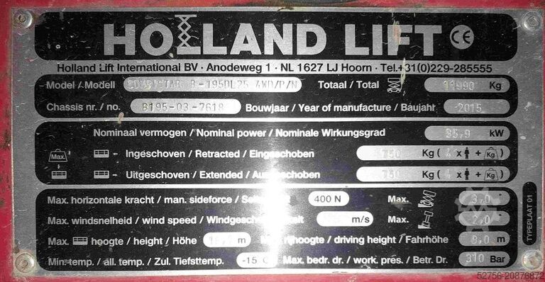 Scissor lift Holland Lift Combistar B-195DL25