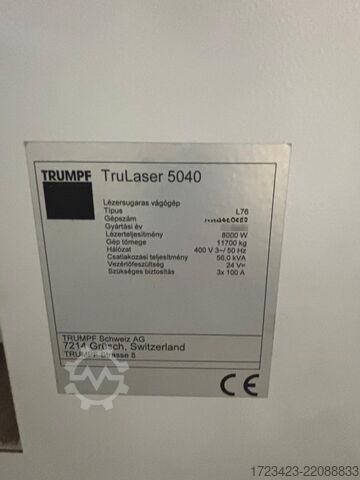 Laser cutting machine TRUMPF TruLaser 5040 Fiber