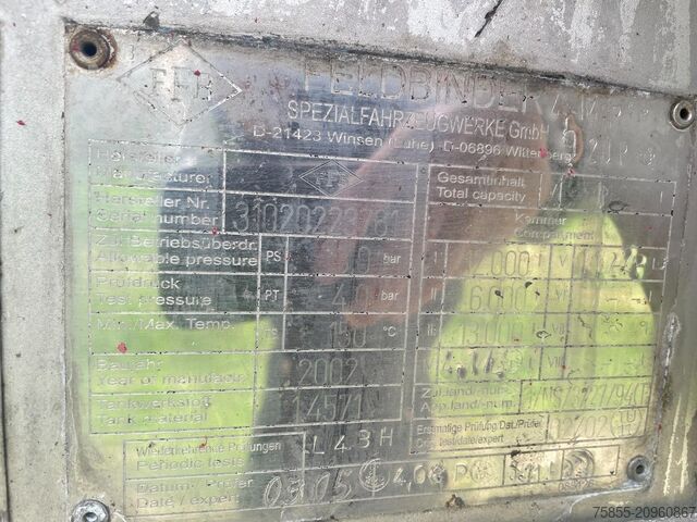 Tank Feldbinder TSA 31.3-3 Chemie ADR FL-AT / 31.000 L / 3 Kamm...
