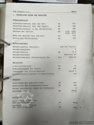 Leit-/Zugspindeldrehmaschine Tos SN 63 C