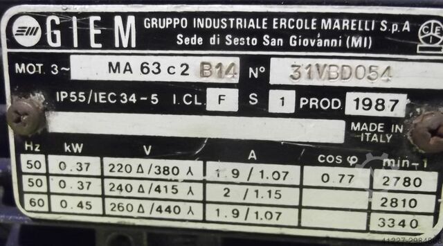 Adjustable gear motor 0.37 kW 60-308 rpm MOTOVARIO MRV05FI