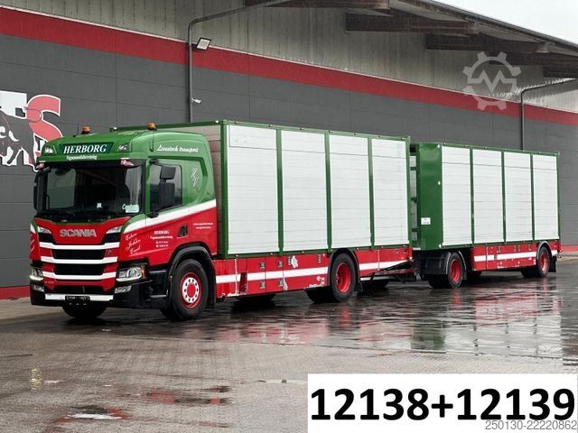 Cattle truck SCANIA P410 4x2LL HFR 1.Stock Viehzug/NAVI/KLIMA/ALU