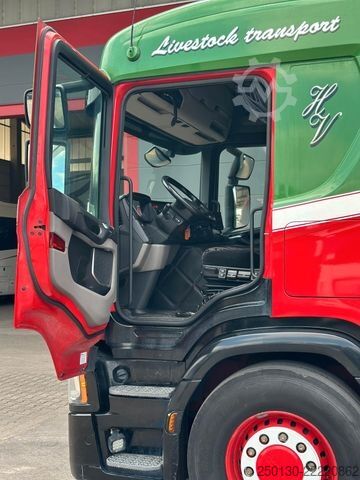 Cattle truck SCANIA P410 4x2LL HFR 1.Stock Viehzug/NAVI/KLIMA/ALU
