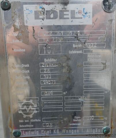 640 Liter Druckbehälter aus V4A  B0119