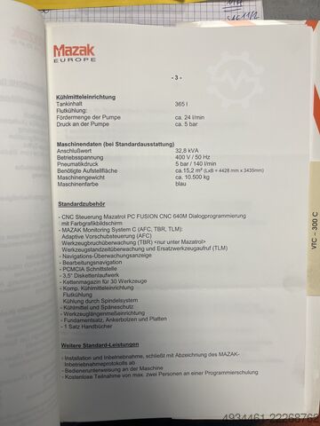 Vertical machining center Mazak VTC300 II