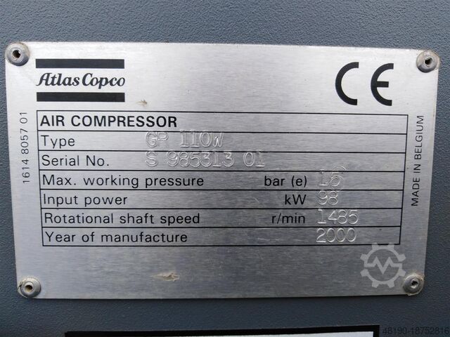 Screw compressor Atlas Copco GR110