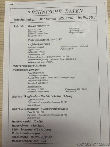 Einwellenzerkleinerer LINDNER Micromat MS 2000