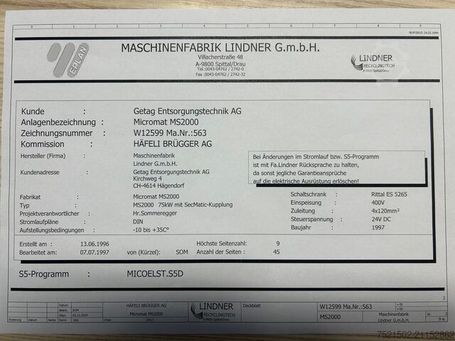 Einwellenzerkleinerer LINDNER Micromat MS 2000