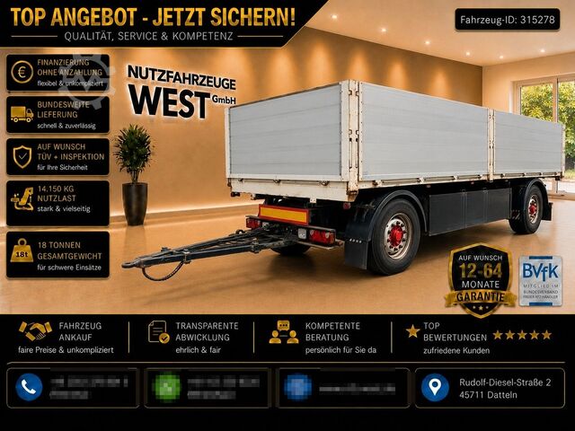 Anhänger mit offener Pritsche SCHWARZMÜLLER AZ T02A Baustoffanhänger 18t / 14,15t NL / Alu-B