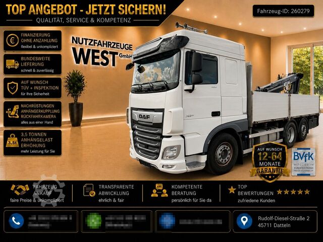 LKW mit Pritsche (offen) DAF XF 480 FAN Baustoff*Atlas 186.3 Kran Hochsitz 7m