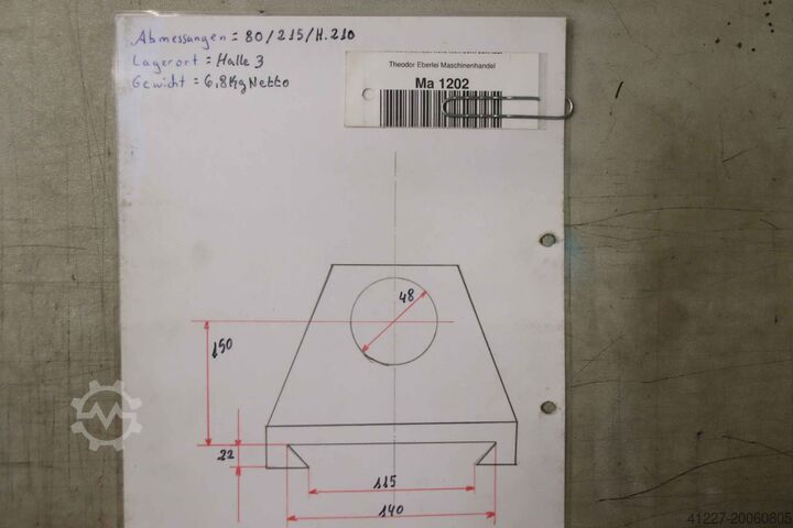 Gegenlager für Fräsmaschine unbekannt Bohrung 48 mm