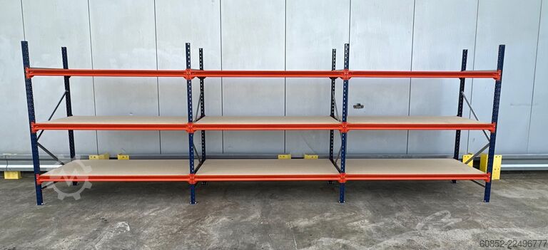 Wide span storage rack ca. 57 lfm. Weitspannregale H: 200 cm T: 80 cm , 400 kg Fachlast , 3 Ebenen