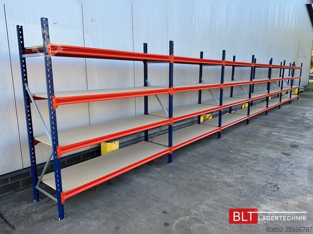 Wide span storage rack ca. 57 lfm. Weitspannregale H: 200 cm T: 60 cm , 400 kg Fachlast , 4 Ebenen