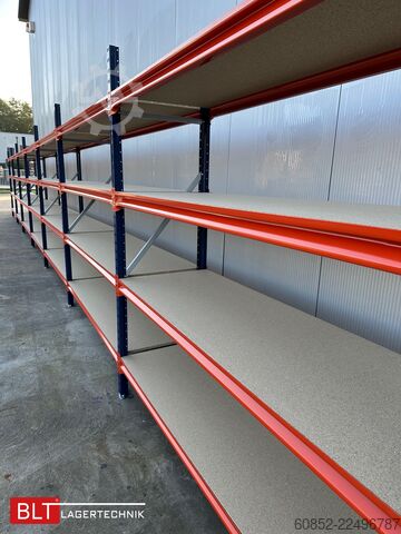 Wide span storage rack ca. 57 lfm. Weitspannregale H: 200 cm T: 60 cm , 400 kg Fachlast , 4 Ebenen