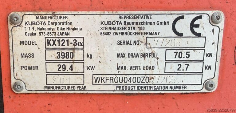 Minibagger KUBOTA KX 121-3, 3.980 kg, SW, Grabenräumer, 3 Löffel