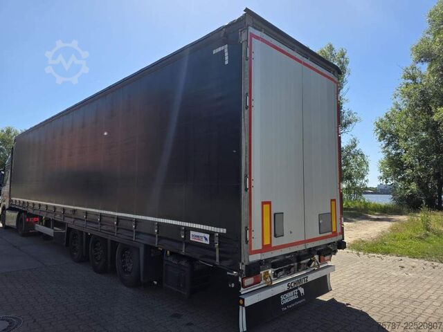 Auflieger mit Pritsche & Plane SCHMITZ CARGOBULL Gardine LL, Hubdach, Lift, 115.913 Original Km!