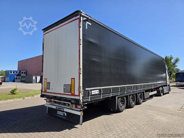 Auflieger mit Pritsche & Plane SCHMITZ CARGOBULL Gardine LL, Hubdach, Lift, 115.913 Original Km!