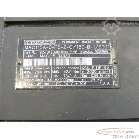 Control unit Indramat MAC115A-0-FS-2-C / 180-B-1 / S001 SN:MAC115-04930