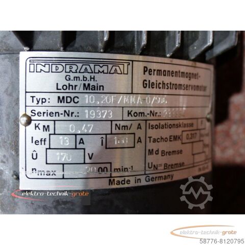 Indramat engine Indramat MDC 10.20F / MMA-0 / S06 Permanentmagnet-Gleichstromservomotor