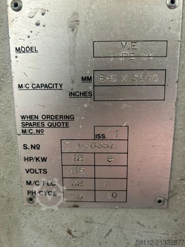 Hydraulic guillotine shear Edwards Pearson VE 6.5mm x 3070mm