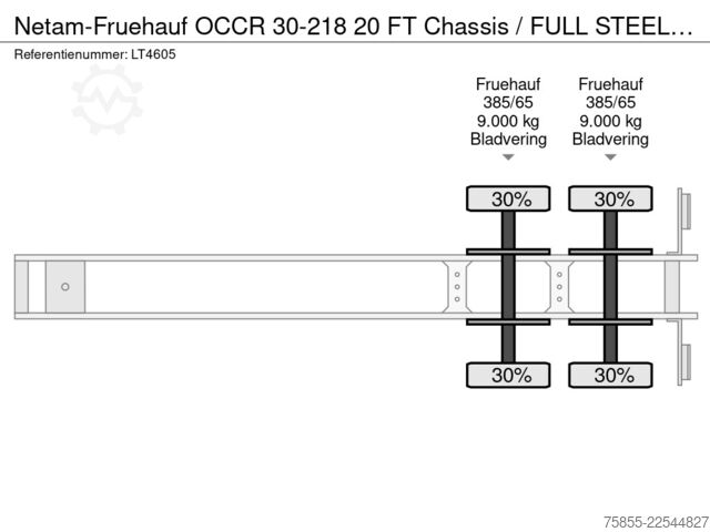 Containertransport Netam-Fruehauf OCCR 30-218 20 FT Chassis / FULL STEEL / BLATTF...