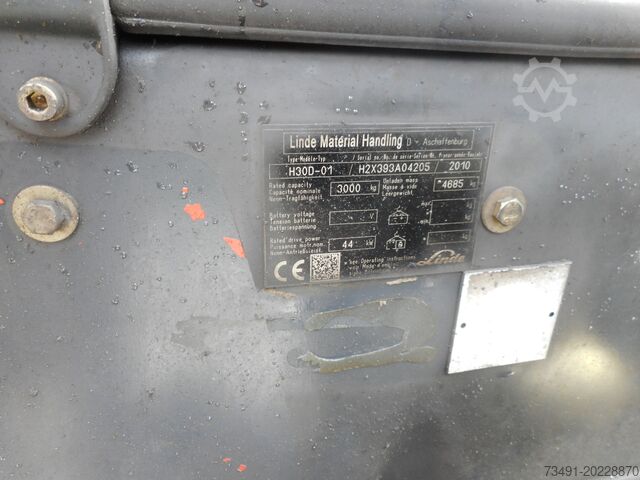 4-wheel forklift Linde H30D-01 Triplex + SS + ZV + Halbk.