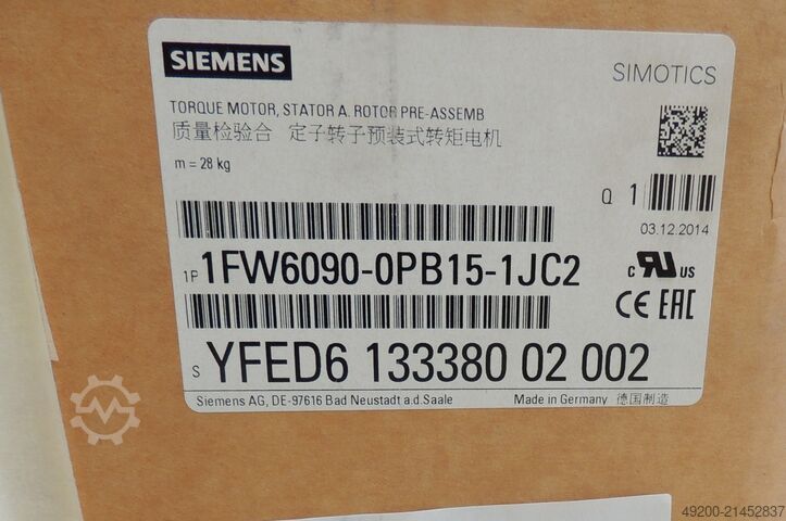 Torque Motor Stator/Rotor Pre-Assembly Siemens Simotics 1FW6090-0PB15-1JC2