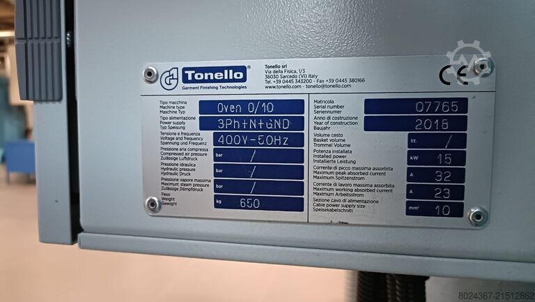 Trocknungs- und Härteofen Tonello 0/10