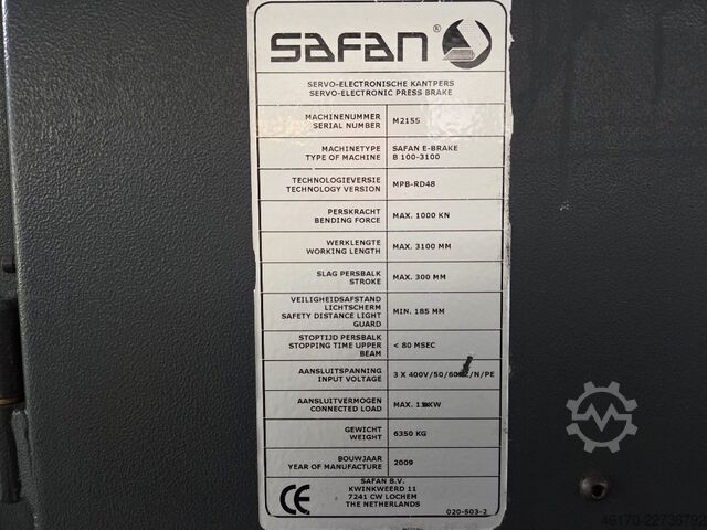 Press brake Safan E Brake 100 3100 TS1