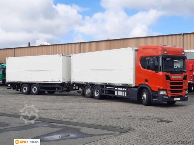LKW mit Getränkeaufbau SCANIA R 410 Durchlade-Kofferzug 2xLBW Lenkachse Retard