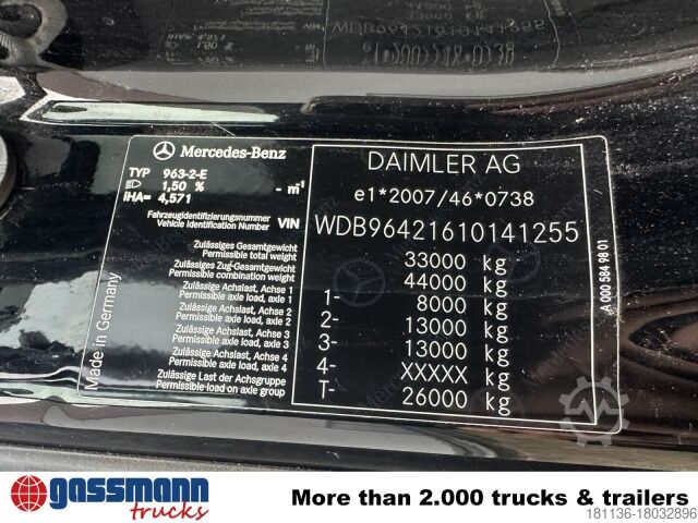 Kipper LKW Mercedes-Benz Arocs 3345 K 6x4, Heckkran Hiab Jonsered 1300RS79,