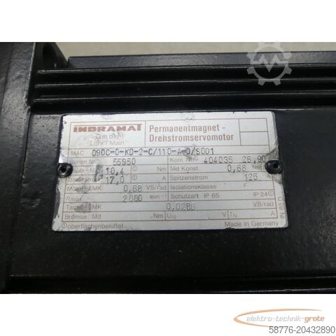 Control unit Indramat MAC090C-0-KD-2-C/110-A-0/S001 Drehstromservomotor SN: 55950