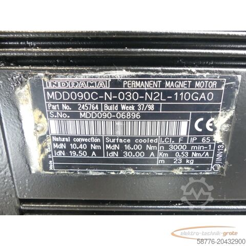 Control unit Indramat MDD090C-N-030-N2L-110GA0 / 245764 Servomotor SN: MDD090-06896