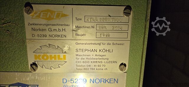 Industrial residual wood shredder ZENO Zerkleinerungsmaschinenbau Norken G ZTLL 800 × 1000