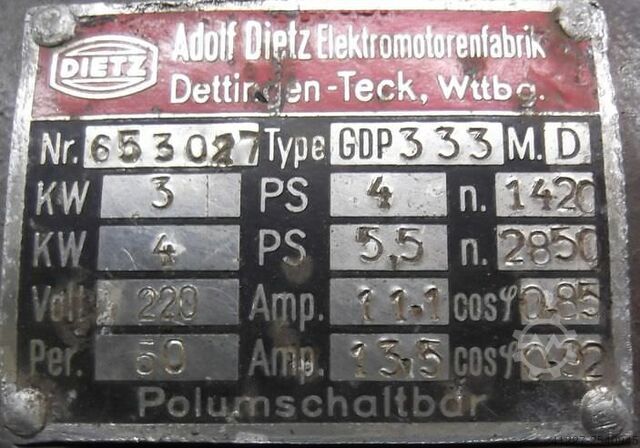 Elektromotor 3/4 kW 1420/2830 U/min Dietz GDP333