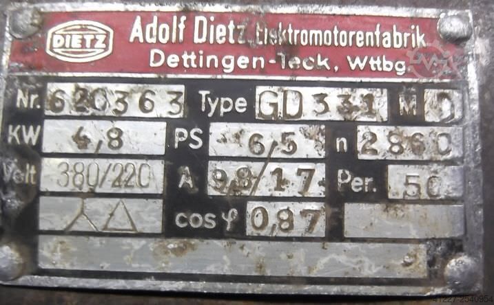 Electric motor 4.8 kW 2860 Rpm Dietz GD331