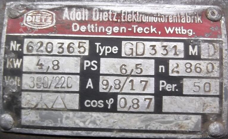 Electric motor 4.8 kW 2860 Rpm Dietz GD331