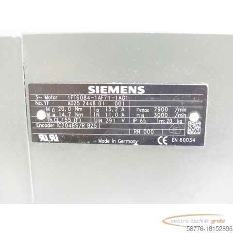 Control unit Siemens 1FT6084-1AF71-1AG1 SN:YFAD25244801001 - ! -