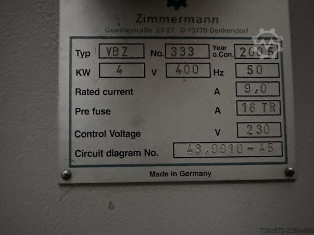 Zimmerman VBZ250 belt grinder Zimmerman VBZ250
