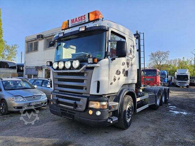 Roll-off tipper truck SCANIA R480LB 8X4*4HHA MOTORSCHADEN! 3-Pedal J