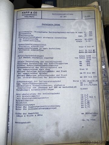Worm grinding machine Kapp AST 305 B